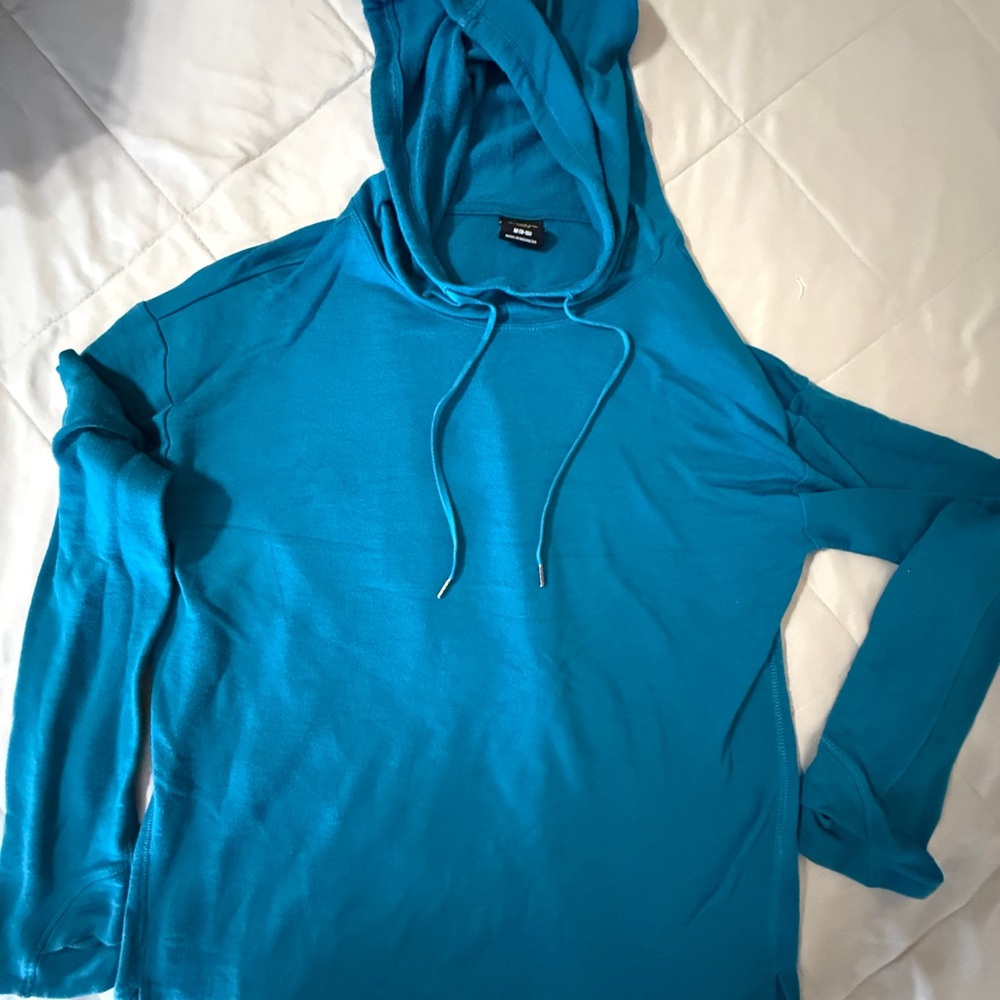 SPRING🌸 Modal Teal Blue Cowl Neck Hoodie